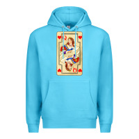 Ocean Blue love playing cards queen Premium Hoodie - AdoDesignShop
