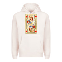 Pale Pink love playing cards queen Premium Hoodie - AdoDesignShop