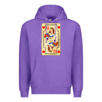 Purple love playing cards queen Premium Hoodie - AdoDesignShop