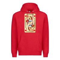 Red love playing cards queen Premium Hoodie - AdoDesignShop