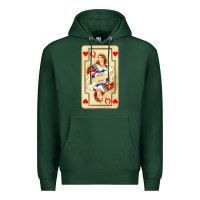 Sports Green love playing cards queen Premium Hoodie - AdoDesignShop