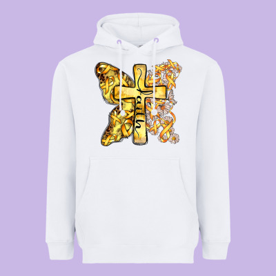 Faith Child Cancer Cross Heavyweight Hoodie Designed By Zillion Design Studio