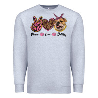 Heather Grey peace love bulldog Premium Sweatshirt - RanaPortraitStore
