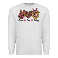 Oatmeal Heather peace love bulldog Premium Sweatshirt - RanaPortraitStore
