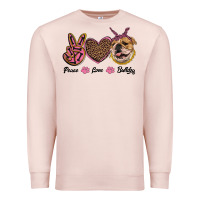 Pale Pink peace love bulldog Premium Sweatshirt - RanaPortraitStore