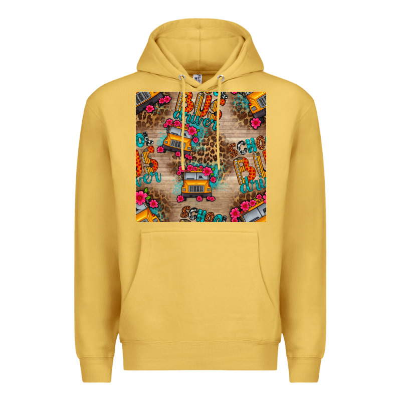 School Bus Driver And Flower Seamless Patterns Premium Hoodie by BundleAndBundleShop | Teevron