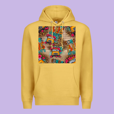 School Bus Driver And Flower Seamless Patterns Premium Hoodie Designed By Bundleandbundleshop