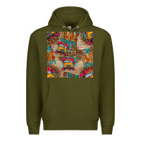 Army Green school bus driver and flower seamless patterns Premium Hoodie - BundleAndBundleShop