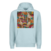 Blue Mist school bus driver and flower seamless patterns Premium Hoodie - BundleAndBundleShop