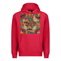 Cardinal school bus driver and flower seamless patterns Premium Hoodie - BundleAndBundleShop