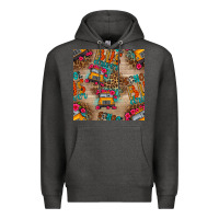 Charcoal Heather school bus driver and flower seamless patterns Premium Hoodie - BundleAndBundleShop