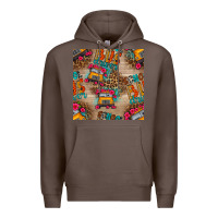 Coffee school bus driver and flower seamless patterns Premium Hoodie - BundleAndBundleShop