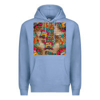 Colony Blue school bus driver and flower seamless patterns Premium Hoodie - BundleAndBundleShop
