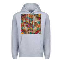 Heather Grey school bus driver and flower seamless patterns Premium Hoodie - BundleAndBundleShop