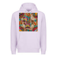 Lilac school bus driver and flower seamless patterns Premium Hoodie - BundleAndBundleShop