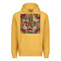 Mustard school bus driver and flower seamless patterns Premium Hoodie - BundleAndBundleShop
