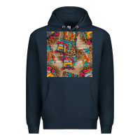 Navy school bus driver and flower seamless patterns Premium Hoodie - BundleAndBundleShop