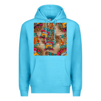 Ocean Blue school bus driver and flower seamless patterns Premium Hoodie - BundleAndBundleShop