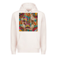 Pale Pink school bus driver and flower seamless patterns Premium Hoodie - BundleAndBundleShop