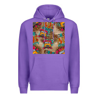 Purple school bus driver and flower seamless patterns Premium Hoodie - BundleAndBundleShop
