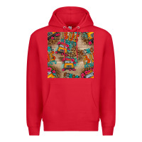 Red school bus driver and flower seamless patterns Premium Hoodie - BundleAndBundleShop