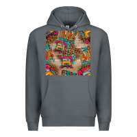 Rock school bus driver and flower seamless patterns Premium Hoodie - BundleAndBundleShop