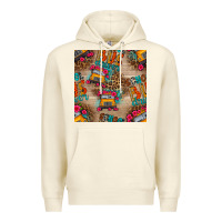 Sandshell school bus driver and flower seamless patterns Premium Hoodie - BundleAndBundleShop