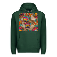 Sports Green school bus driver and flower seamless patterns Premium Hoodie - BundleAndBundleShop