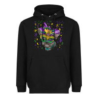 Black Mardi gras mask french bulldog Heavyweight Hoodie - RanaPortraitStore