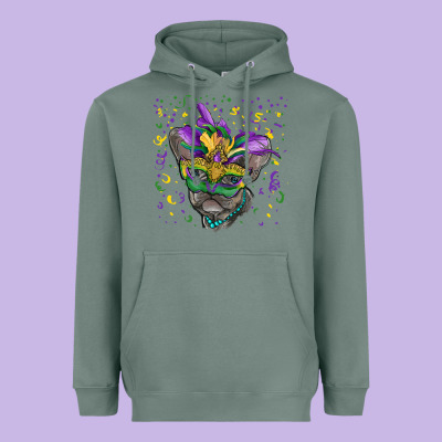 Heavyweight Hoodie Mardi gras mask french bulldog