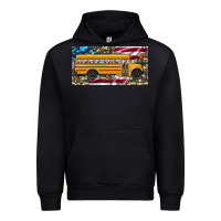 Black school bus camouflage american flag license plate Urban Hoodie - Artiststas