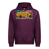 Mauve Wine school bus camouflage american flag license plate Urban Hoodie - Artiststas