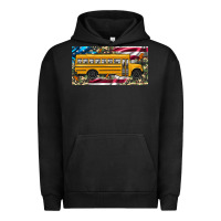 Pigment Black school bus camouflage american flag license plate Urban Hoodie - Artiststas