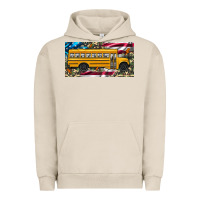 Pigment French Oak school bus camouflage american flag license plate Urban Hoodie - Artiststas