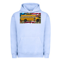 Pigment Grape Ice school bus camouflage american flag license plate Urban Hoodie - Artiststas