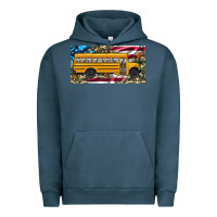 Pigment Midnight Navy school bus camouflage american flag license plate Urban Hoodie - Artiststas