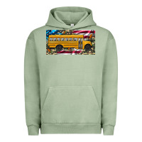 Pigment Oil Green school bus camouflage american flag license plate Urban Hoodie - Artiststas