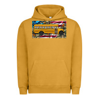 Pigment Peanut Butter school bus camouflage american flag license plate Urban Hoodie - Artiststas