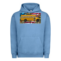 Pigment Pebble Blue school bus camouflage american flag license plate Urban Hoodie - Artiststas