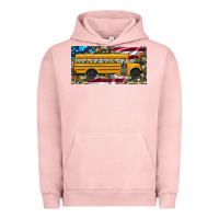 Pigment Salmon school bus camouflage american flag license plate Urban Hoodie - Artiststas