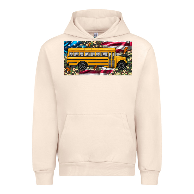 School Bus Camouflage American Flag License Plate Urban Hoodie by Artiststas | Teevron