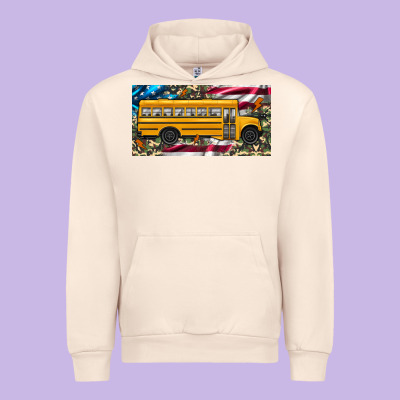 School Bus Camouflage American Flag License Plate Urban Hoodie Designed By Artiststas