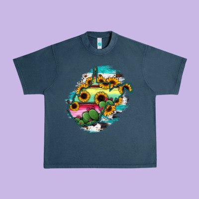 West Virginia Map Sunflower Cactus Serape Urban Heavy Tee Designed By Ranaportraitstore