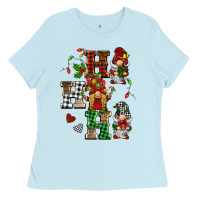 Baby Blue christmas ho ho ho gnomes Ladies Tee - BarkalooDesign