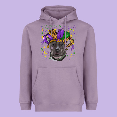 Heavyweight Hoodie Mardi Gras Pitbull with Hat