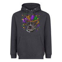 Smoke Mardi Gras Pitbull with Hat Heavyweight Hoodie - RanaPortraitStore