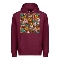Burgundy cow and western seamless pattern Premium Hoodie - BundleAndBundleShop