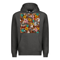 Charcoal Heather cow and western seamless pattern Premium Hoodie - BundleAndBundleShop