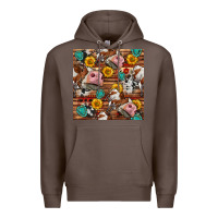 Coffee cow and western seamless pattern Premium Hoodie - BundleAndBundleShop