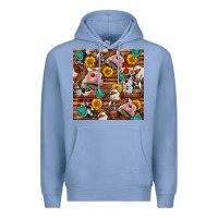 Colony Blue cow and western seamless pattern Premium Hoodie - BundleAndBundleShop